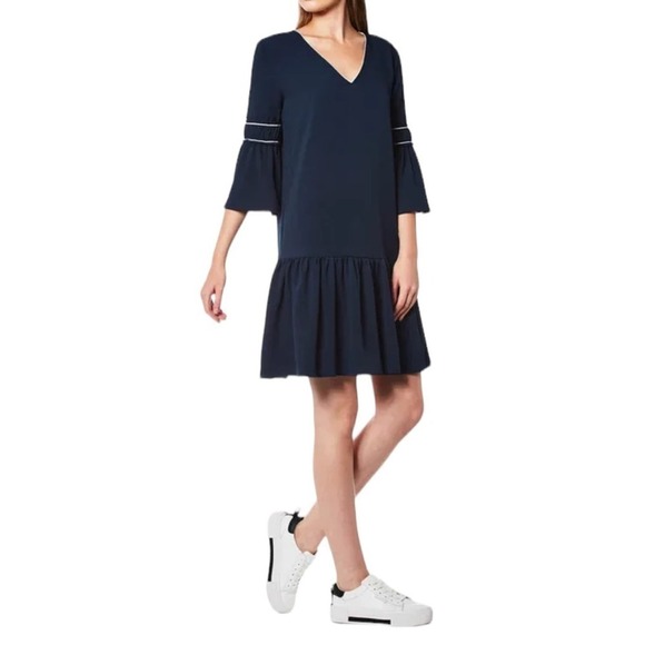 Ganni Clark Dress Total Eclipse Bell Sleeves - Picture 1 of 10